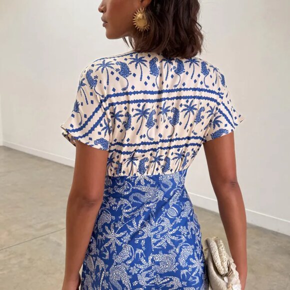 NWT ATHLETA Never Fully Dressed Blue Mosaic Elodie Dress Size 8 - Picture 7 of 9